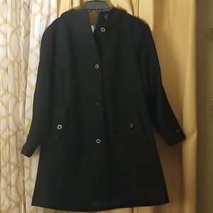 Tommy Hilfiger Black  Coat Long Length Structured Collar